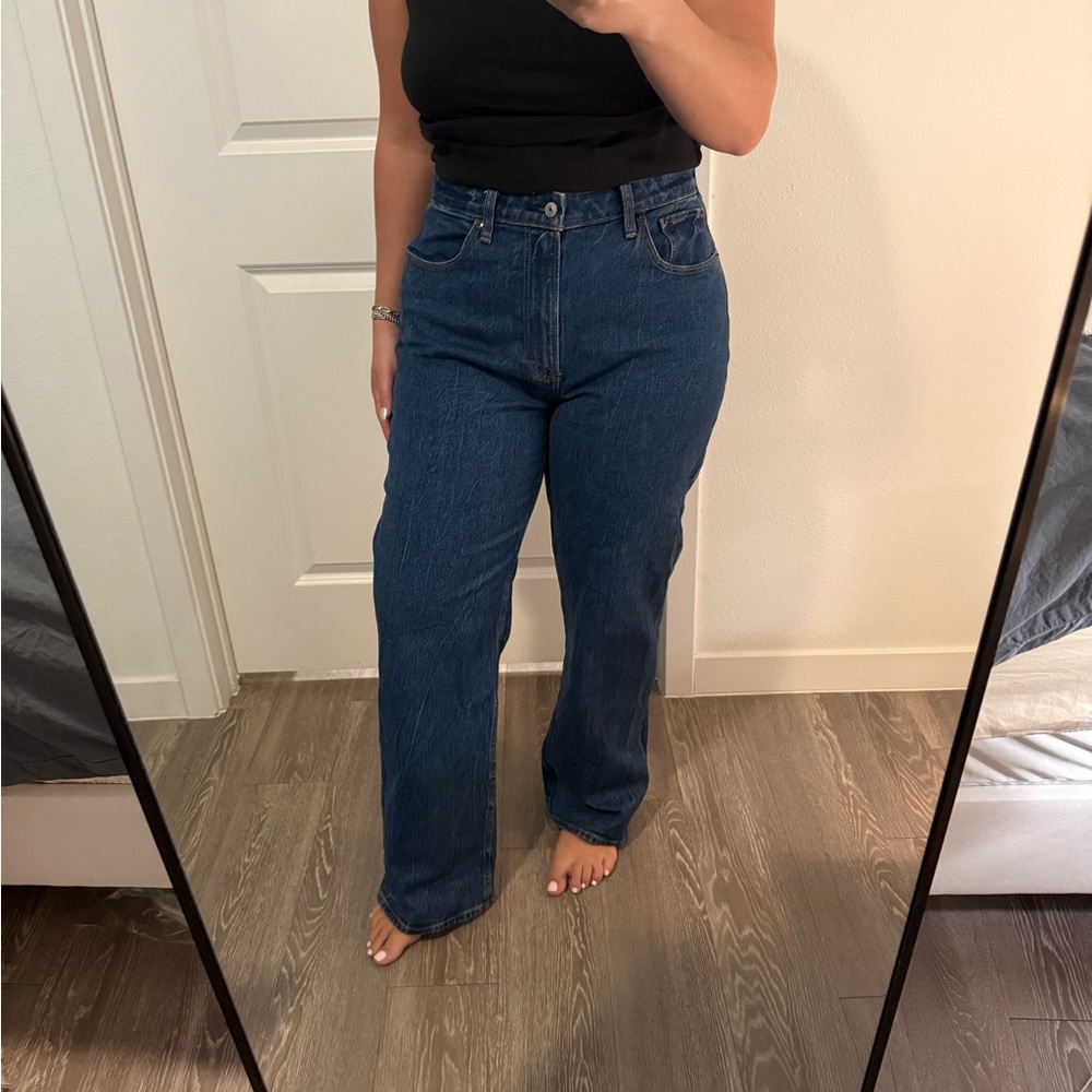 Abercrombie & Fitch Straight Leg Jeans in Dark Blue
